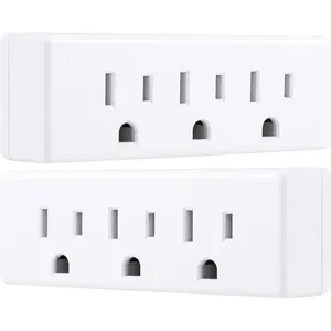 3-Outlet Extender, 2 Pack, Grounded Wall Tap, 3-Prong Adapter, Multiple Plug, Power Splitter, Cruise Essentials, Use for Home Office School Dorm, UL Listed, White, SPS1630W/37