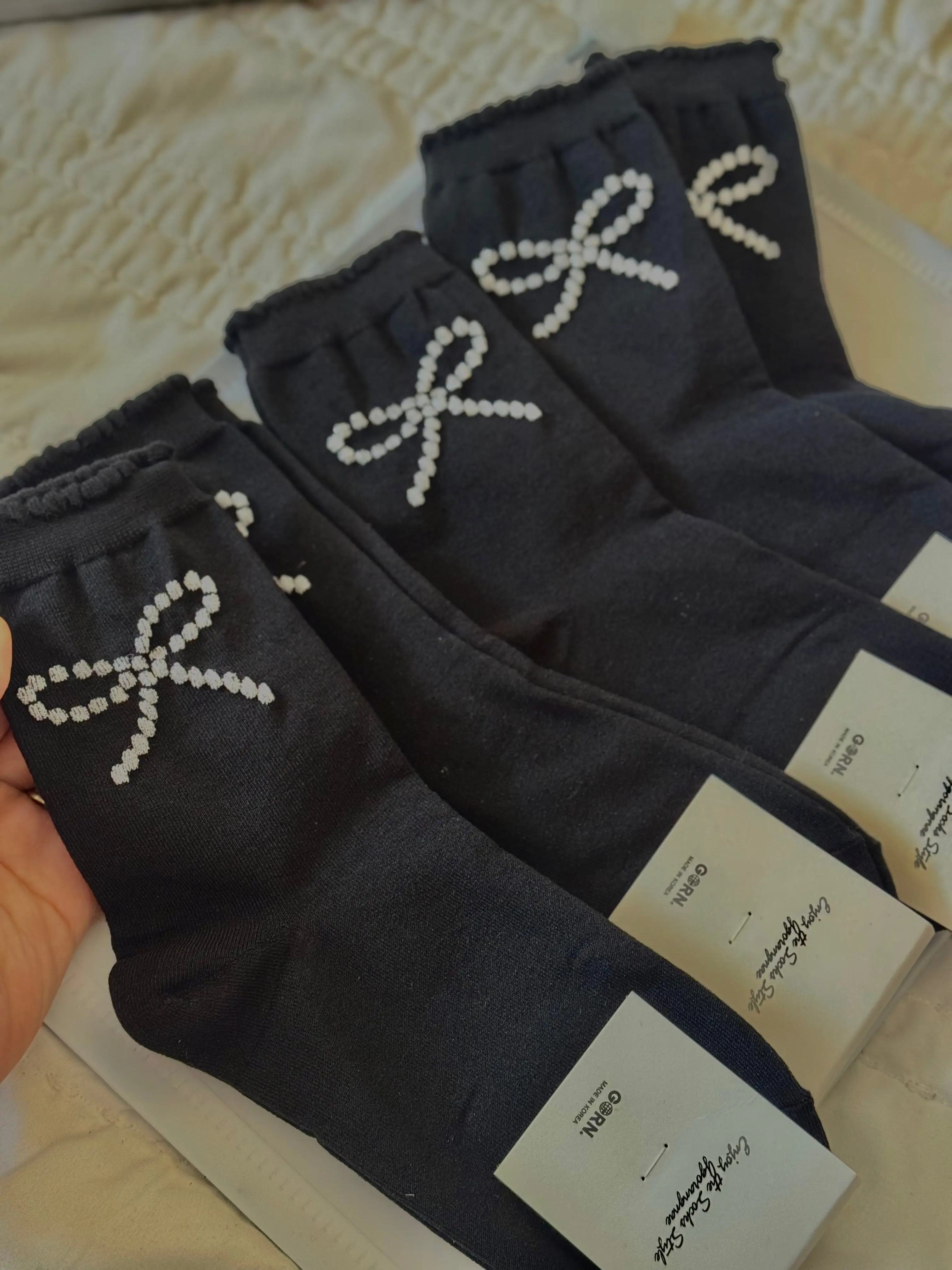 Bow Black Socks