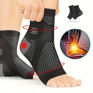 2pcs (One Pair) Pack of High-Quality Ankle Support Set, Arch And Ankle Support Compression Foot Sleeves, Open-Toe Design Socks, Elastic Foot Brace Suitable for Daily Wear And Outdoor Activities, Sports Ankle Support