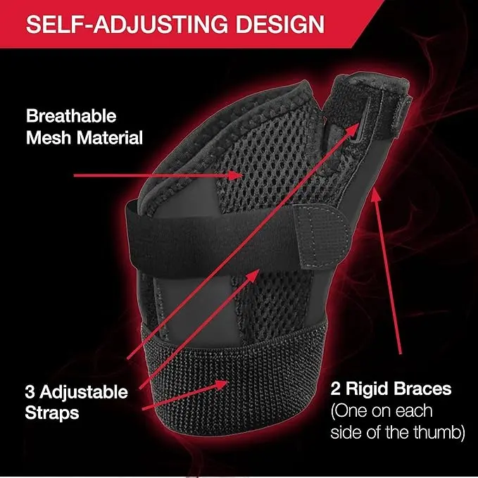 Reversible Thumb Spica Splint Brace - Sporty Chic Breathable Mesh Support, Adjustable for Arthritis Pain Relief, Prop 65 Safe, 1 Left Hand & 1 Right Hand, One Size for Men & Women (Sports Use)