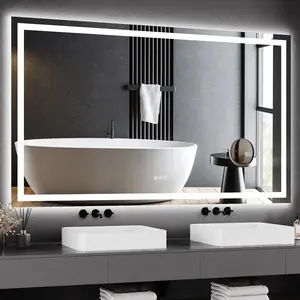 【GARVEE】60"x 36" LED Bathroom Mirror with Lights, Dimmable, Anti-Fog, Backlit + Front Lit, Smart Bathroom Vanity Mirror for Wall, Memory Function, Shatter-Proof (Horizontal/Vertical)