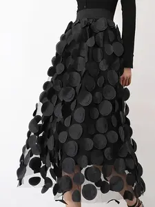 Women's Applique Decor Skirt, Elegant Chic A Line Skirt for Party Club Dating, Ladies Skirt for All Seasons, Womenswear