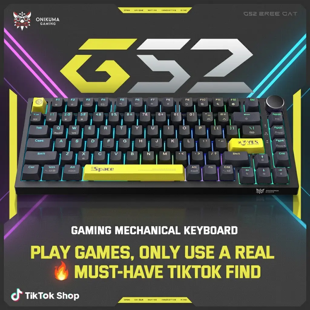 ONIKUMA-Mechanical Gaming Keyboard, 82-Key Blue Switch Wired - For PC Office & Esports!🔥 MUST-HAVE TIKTOK FIND