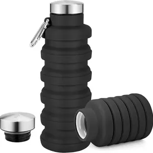 Collapsible Water Bottles 17oz,Leak-Proof Foldable Reusable Silicone Water Bottle - Perfect For Travel Sports Gym Hiking Camping Cycling,Portable Leak Proof Sports Water Bottle With Carabiner