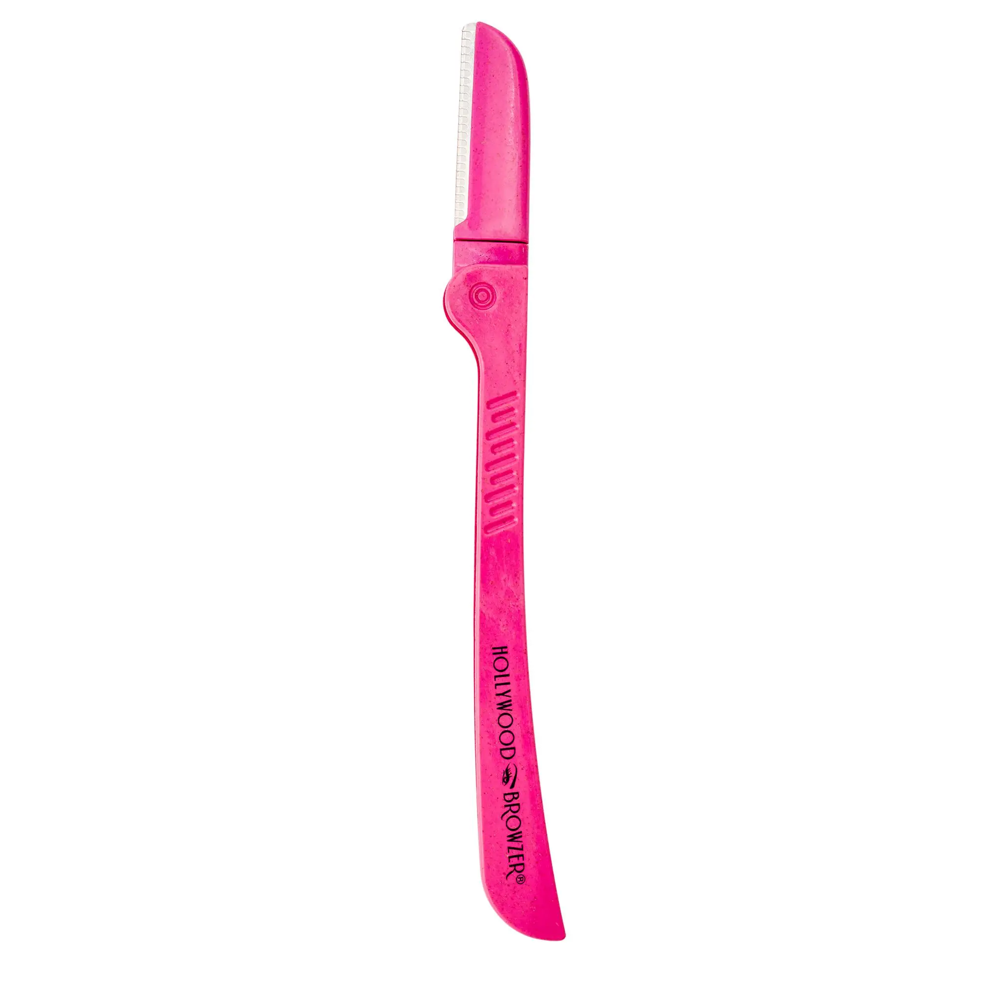 Hollywood Browzer Hair Removal and Dermaplaner - Eyebrow Razor for Women - Removes Peach Fuzz - Travel Size Eyebrow Grooming Kit - Pink - 1 pc