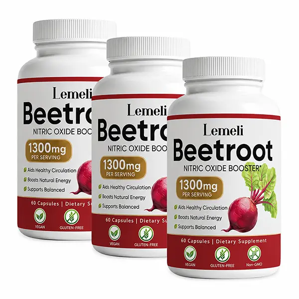 1-3 Pack, Lemeli Beetroot - 1300mg, Lemeli Beet Root Supplement 60 Capsules