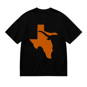 Men's & Women's Texas Longhorn State Map T-Shirt -   Oversized Fit Burnt Orange & White UT Austin Logo Design, Casual Crew Neck Short Sleeve Shirt for Game Day, Texas Pride Gift, Travel Souv