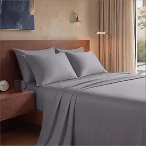 Luxury 4-Piece Split King Fitted Microfiber Sheet Set - Polyester Microfiber Bedding, Cooling, Breathable, Ultra Soft, Wrinkle & Fade Resistant, Fits 8-16 in Mattresses