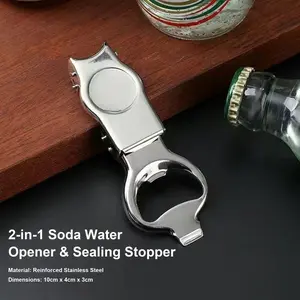 Practical Glass Beer Bottle Opener & Sealer, Soda Water Bottle Opener & Sealer, Stainless Steel Can Opener for Various Cans