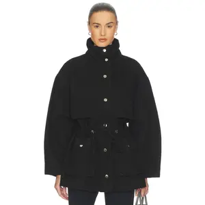 Helsa Garment Washed Utility Jacket in Washed Black