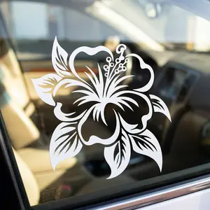 Hibiscus flower car decal, Bumper sticker, Car stickers, Hawaiian flower Vinyl car decal, Car mirror decal