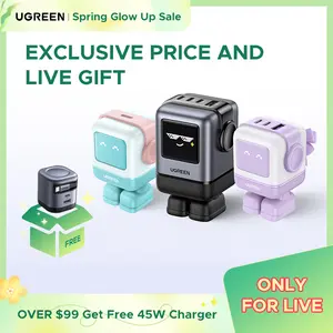 【LIVE ONLY】UGREEN Uno 100W/65W/30W/USB C Charger 3/4-Port Robot GaN Fast Charger PPS PD3.0 for iPhone 17 16 15 14 Pro Max, Galaxy S24/S23 Ultra, Fast Charge for Laptop Macbook Air-Black Friday Electronic Charging,TikTokShopHolidayHaul