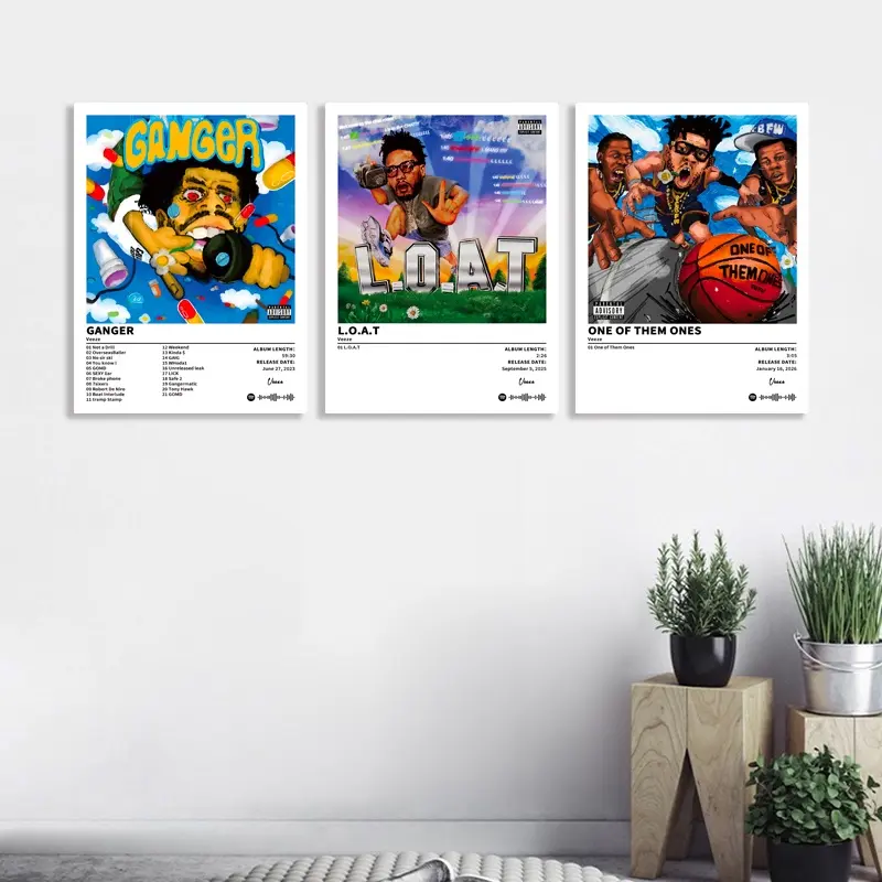 3-piece set [VEEZE/Ganger/L.O.A.T/One of Them Ones] music album artist cover posters, Graphic Prints, album song covers, bedroom, living room, hallway wall decorations, hip-hop, rap, and R&B style, Christmas gifts and holiday decorations, frameless.