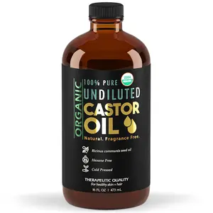 Balm Of Gilead Organic Castor Oil - Skin Hydration & Hair Growth, 100% Pure, USDA Certified, Cold Pressed, Glass Bottle