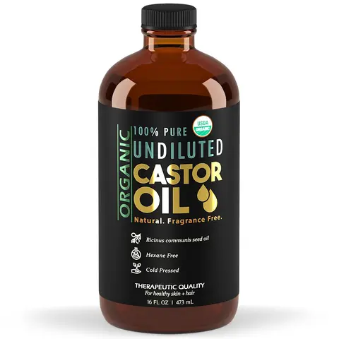Balm Of Gilead Organic Castor Oil - 100% Pure USDA Certified Cold-Pressed Body & Massage Oil, Body Care Thickening Boost, Daily Nourishing Moisturizer for Skin & Hair, Glass Bottle,Moisturize