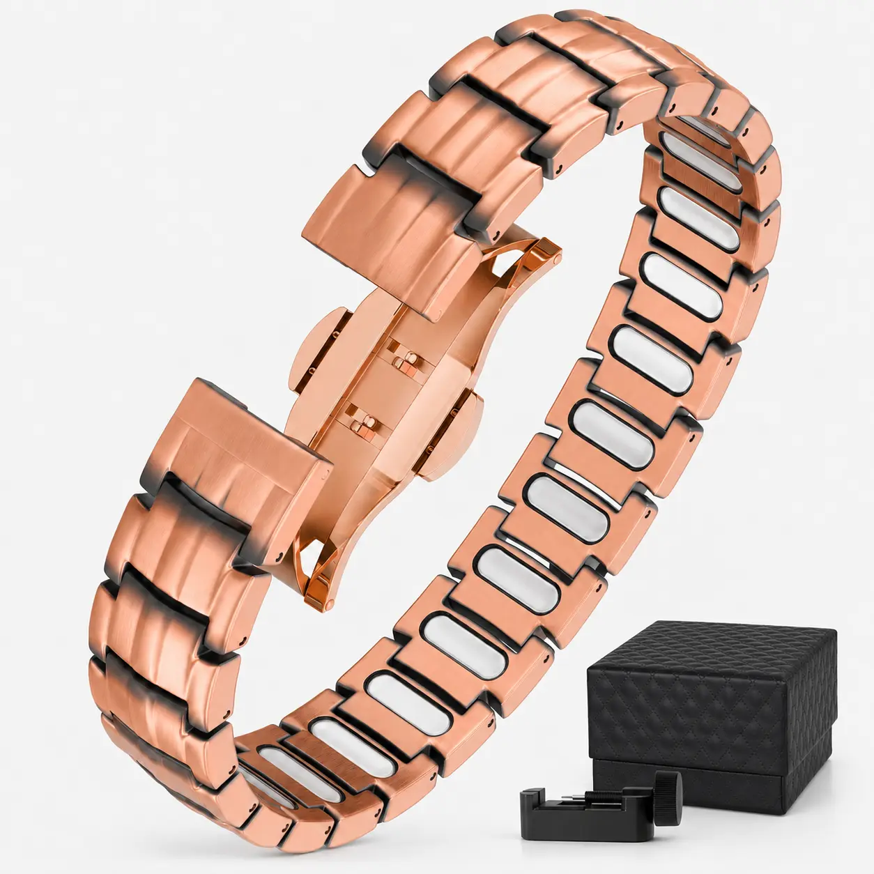 Men's Pure Copper Magnetic Bracelet with Button - EllipseMAX 5X Strength, 5000 Gauss, 48 Magnets, USA-Designed, Patent Pending, Adjustable Foldable Smart Wearable, Premium Men's Wellness Gift