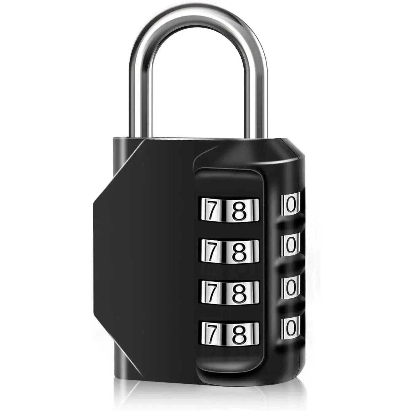 Combination Lock Waterproof 4 Digit Padlocks with Combination Code, Zinc Alloy Combination Lock for Door, Tool Boxes, Schools, Gym, Garden, Fences, Reel Cabinet & Storage, Black (1PCS)