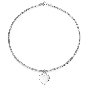 Tiny ABC Heart Initial Alphabet Anklet Ankle Bracelet Sterling Silver 9-10 Inch