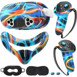 Compatible with  Quest 3s Accessories,   Cover, VR Shell Cover, Controller Grip Cover, Joysticks Cover, Camera Lens Protector Set (Colorful C)