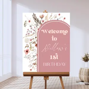 WILDFLOWER Welcome Sign Editable Wildflowers Welcome Sign Boho Girl 1st Birthday Welcome Sign Template Wildflower Arch First Birthday Party