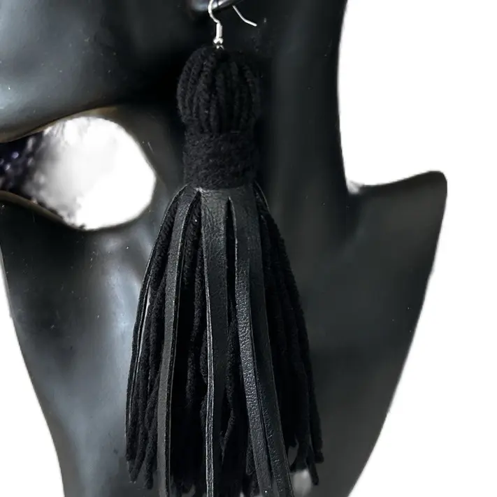 Faux Leather Tassel Earrings