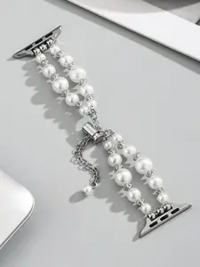 Pearl Beaded Watch Band for Apple Watches, Fashionable Bracelet for Women, Smart Watch Straps, Wearable Accessory, Compatible with Se/10/9/8/7/6/5/4/3/2/1, All Seasons