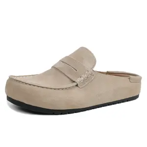 EVELLYHOOTD Lofel | Women Genuine Suede Clogs Loafer Comfort Footbed Arch Support  Non-Slip TPR Outsole Mules Leopard Print Loafers