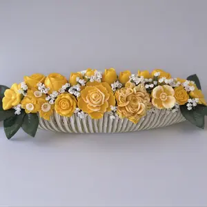 Handmade Floral Candle bouquet -Luxury Floral Aeeangeent Artificial Peony Flower Artificial Hydrangea