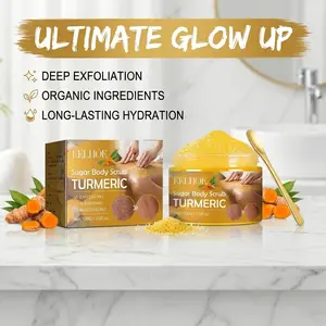 Turmeric Nourishing Body Scrub 100g - Moisturizing Brightening Exfoliant, Gentle Cleansing Bath & Body Care Product Infused with Natural Turmeric Extract for Hydrated, Smooth, Supple, Radiant Skin