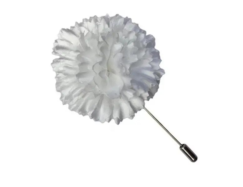 M&S Schmalberg 2" White Wedding Carnation Groomsmen Groom Boutonniere Brooch Men's Lapel Pin Made in USA (Stick Pin)