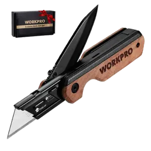 #JumpstartSale WORKPRO 2-in-1 Folding Knife/Utility Knife, Quick-Change Box Cutter with Belt Clip, Liner Lock, and G10 Handle, Extra 10 SK5 Blades Included