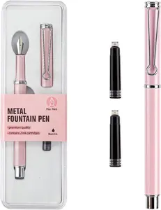 Refillable Fountain Pen, Fine Point, Metal Fountain Pen with  Box, Black Ink, 2 Ink Cartridges in one Set,