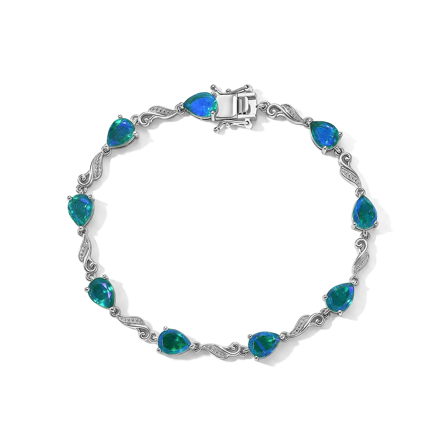 EverTrue Peacock Quartz Peacock Grace Bracelet in Platinum Bond (6.50 In) 11.00 ctw