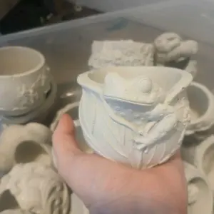 ready to paint frog cement ceramic art
