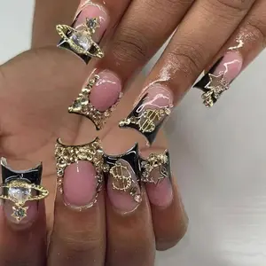 24-Piece High-End Square Nail Tips, Seamless Reusable Design, Suitable for Office and Parties, Nail Art Set