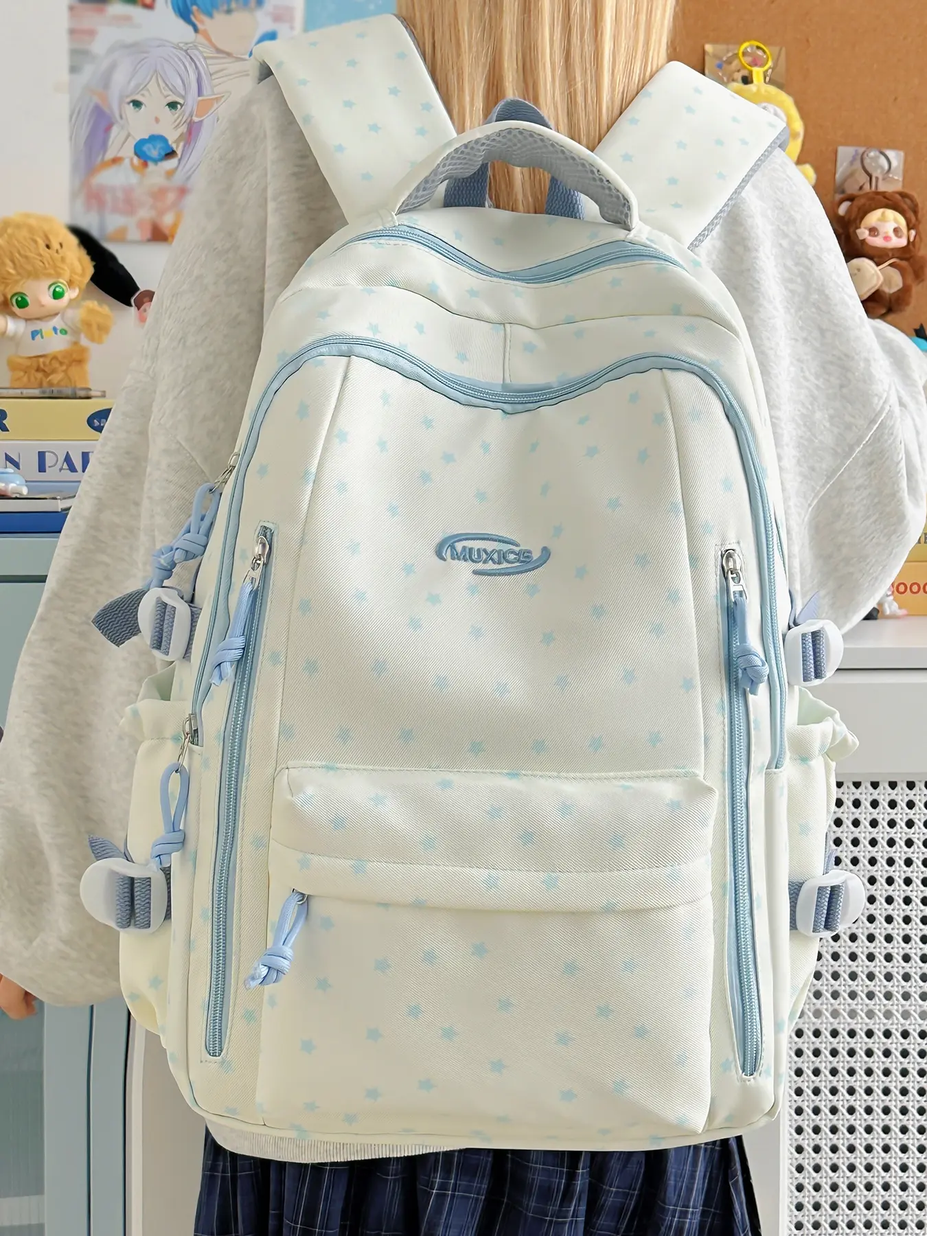 1pc Women's backpack with large capacity, Multifunction backpack, zipper closure, star shaped fashion, versatile and casual trend, suitable for students to go to school, work, commuting, business travel