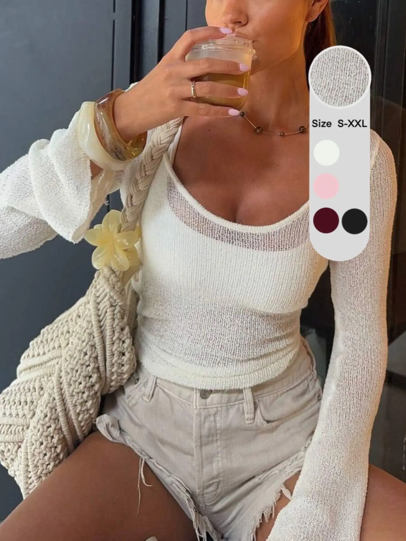 Women's Long Sleeve Knitted Sun Protection Sweater, Summer Cool Comfort Casual Slim Fit Thin Knit Top, Loose Lazy Style Outerwear, Lightweight Pullover, Sweater Knitwear