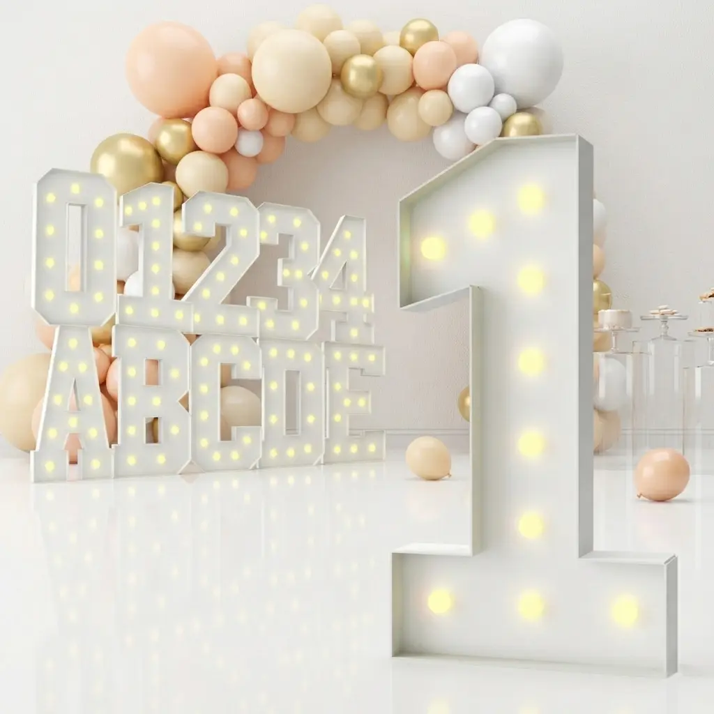 3FT Marquee Numbers & Letters 0-9 & A-Z, DIY Assembly, 3FT/36in LED Warm Light Up Mosaic Paper Foam Numbers & Letters for First Birthday Party Birthdays Graduation Party Anniversary Wedding Proposal Baby Shower 1 year Party #DealsForYouDays
