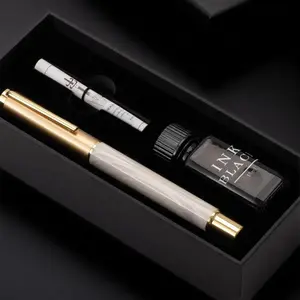 High-End Pen Gift Set, Boutique Pen, Business Signature Pen Calligraphy Writing Tool, Anti-Slip Resin Pen Portable Ink Pen Kit with 15ML Ink, Replaceable Ink Cartridge Professional Writing Tool