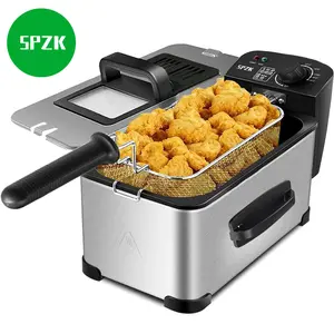 SPZK Electric Immersion Deep Fryer Removable Basket Adjustable Temperature, Lid with Viewing Window and Odor Free Filter