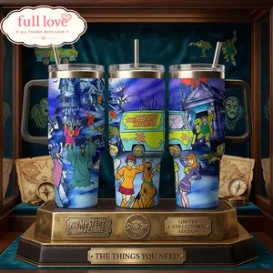 Scooby Doo V2 Tumbler 20oz-40oz Stainless Steel, Double Wall Insulated, With Handle & Straw – Funny Gift for Scooby Doo Lovers & Fans, Eco-Friendly