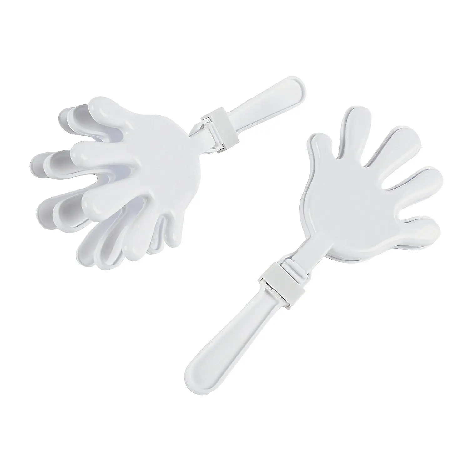12-Pc 7" Lightweight Unisex Bright White Plastic Hand Clappers - Percussion Instruments for School Fans, Party Accessories, High-Impact Crowd Energy Boosters, Multicolor