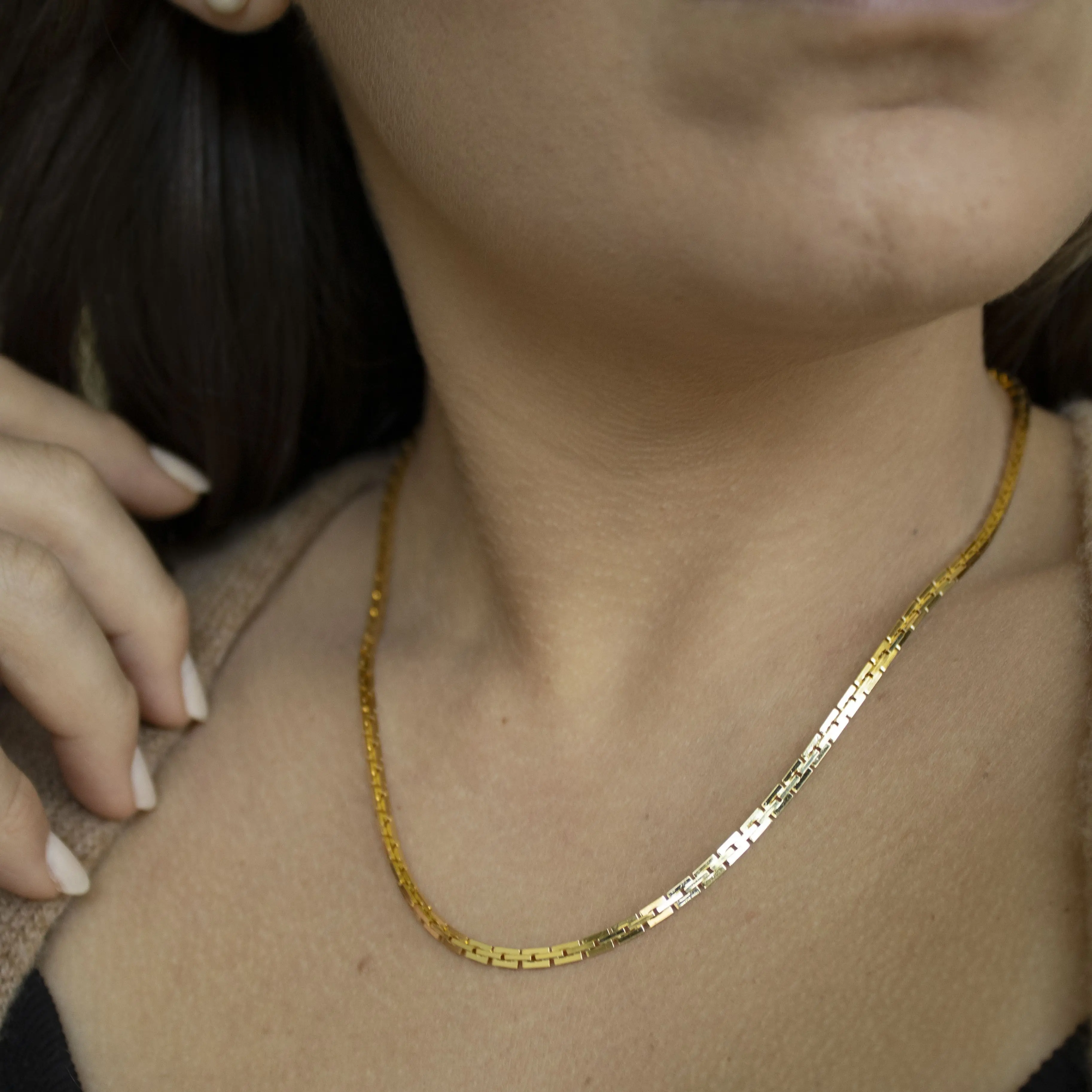 Dream Big Necklace 18K Gold or Rhodium Plated Brass 3.6mm Thick Layered Chain 17.5" Long Hypoallergenic Nickel-Free Lobster Claw Clasp