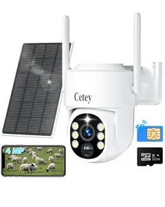 4MP 4G LTE Cellular Solar Security Cameras Wireless Outdoor, No WiFi, 360°PTZ, 2K HD, w/SD Card SIM Card, Waterproof IP66, Motion Detection, Night Vision, Ideal for Remote Home and Farm Monitoring