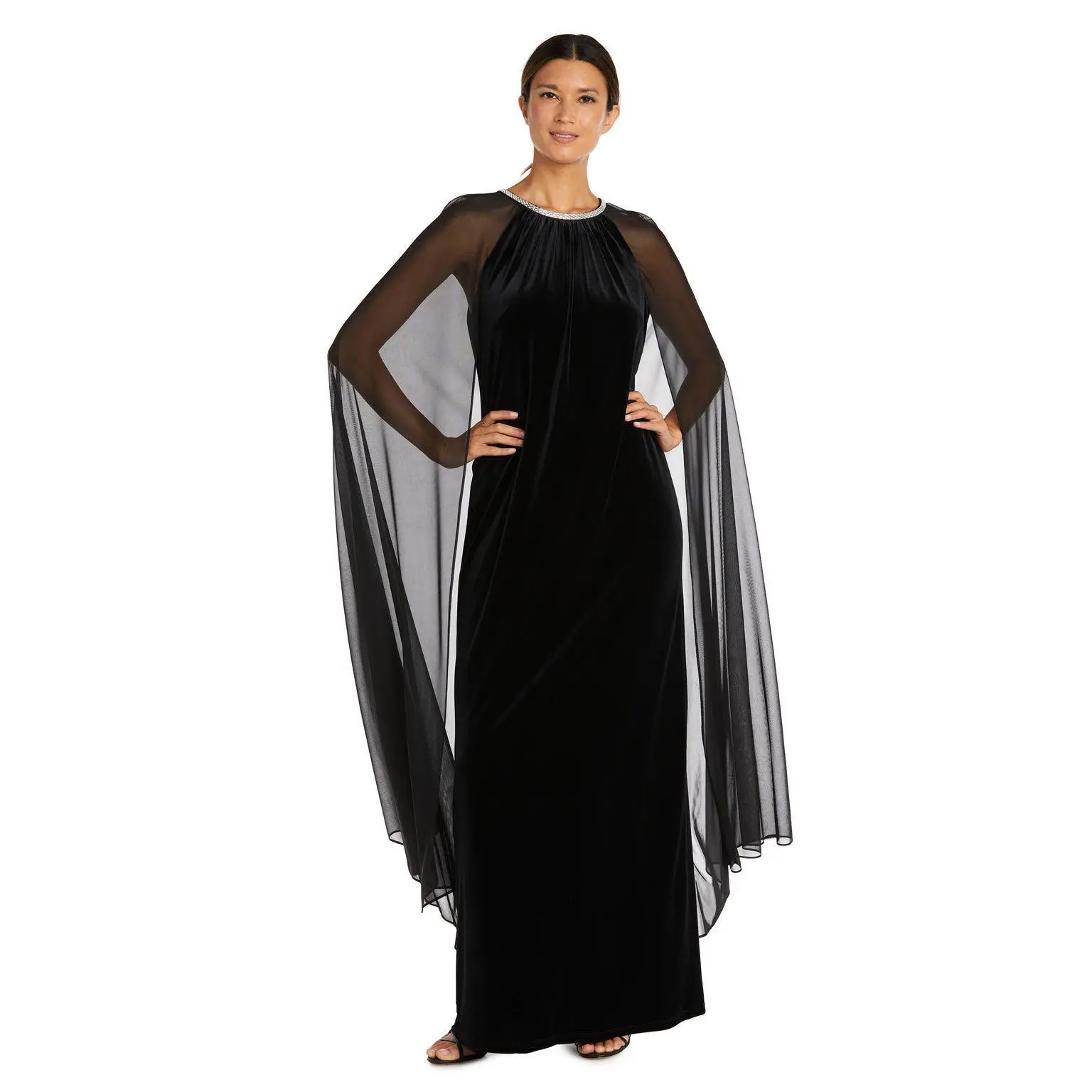 R&M Richards 2642 Long Cape Mother of the Bride Dress