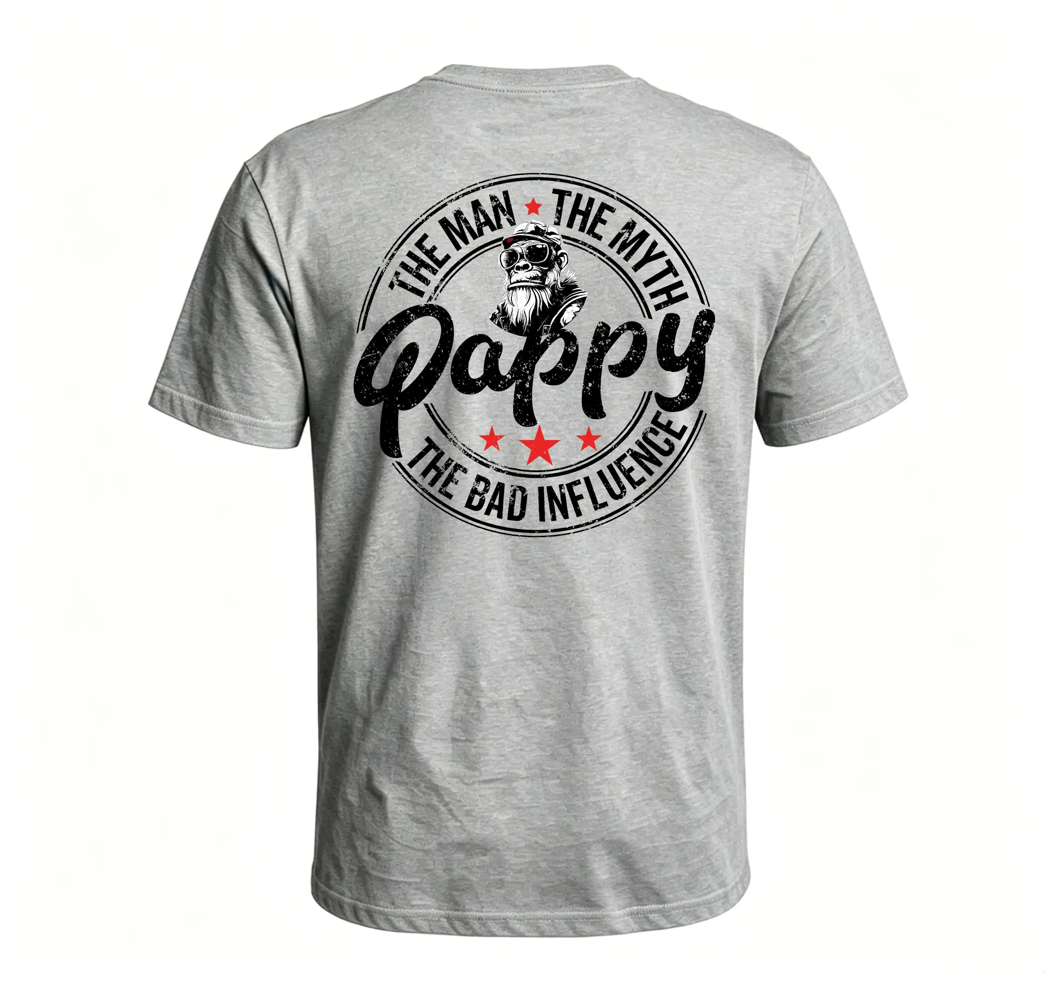 Monkeysober Pappy The Man The Myth The Bad Influence Monkey T-shirt