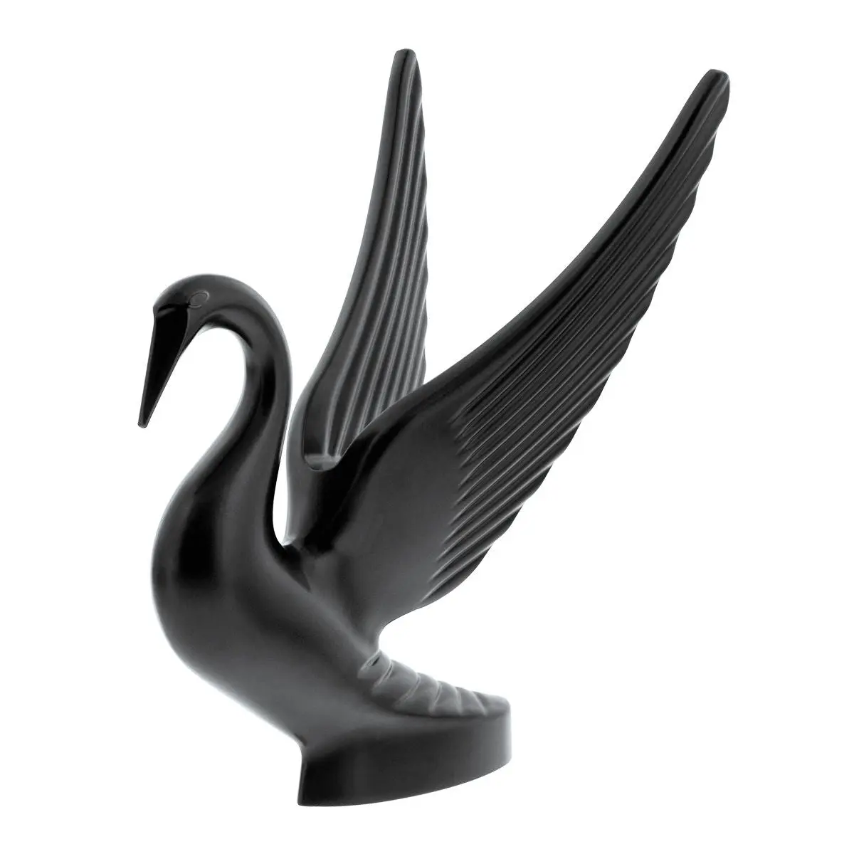 Die-Cast Swan Hood Ornament - Matte Black Cast Metal Home Decor Statue, Accent with Included Hardware and 2 Studs