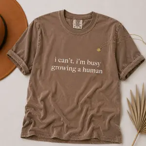 Comfort Colors I Can't I'm Busy Growing A Human Shirt, Funny Pregnancy Shirt, Funny Mom Shirt, Baby Announcement Bodysuit, Maternity Shirt - TrendWear USA