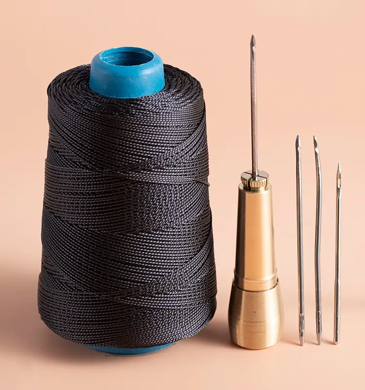 Upholstery Repair Sewing Awl Kit and Heavy Duty Nylon Thread (Black), Handmade Leather Sewing Tools Shoes and Repair