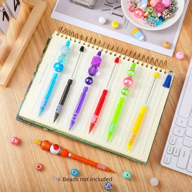 32pcs Beadable Mechanical Drawing Pencils Set with Silicone Guards, Rainbow Colors, Unique Designs - Office Stationery Writing Tool for Students, Mechanical Pencil